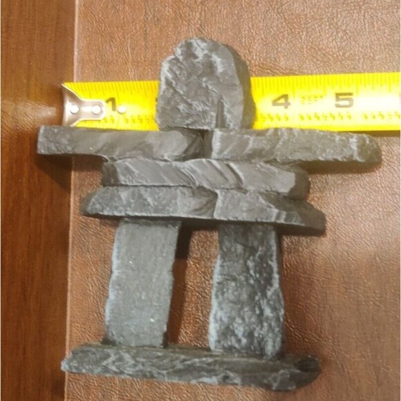 Inuit Folk Art Inukshuk 5" Black Statue Recycled Material Made In Canada Boma - Picture 10 of 11